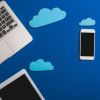 Top View Of Empty Paper Clouds Near Laptop, Smartphone And Digital Tablet With Blank Screen Isolated - Auster Inteligência Contábil